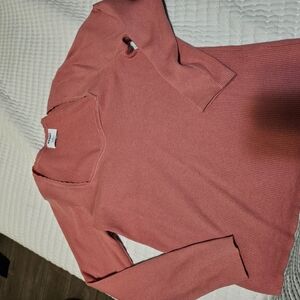 Pink Ribbed Long Sleeve Top 2x
